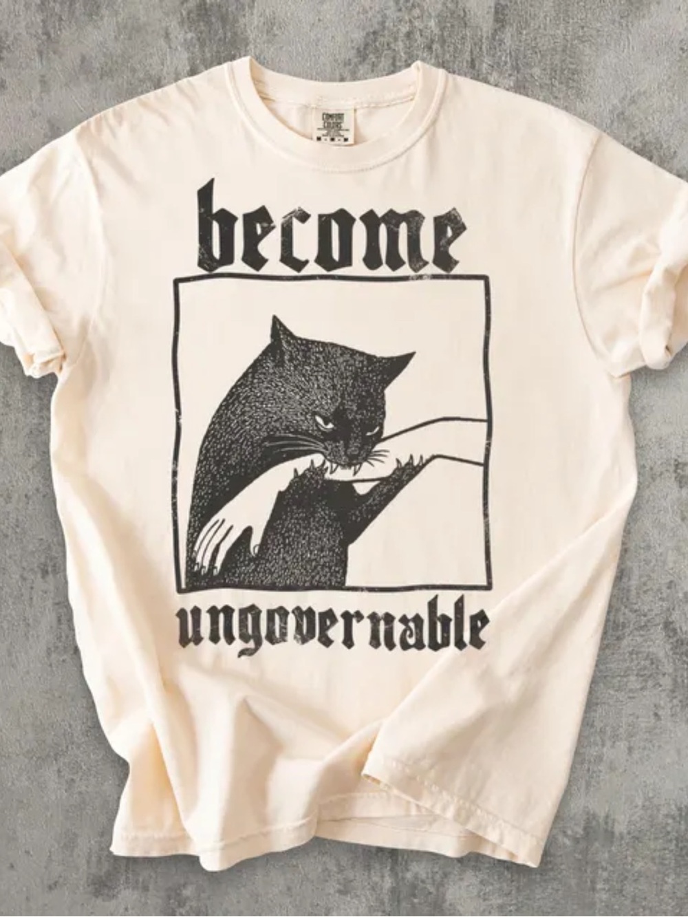 Comfort colors Become Ungovernable Cat Graphic Tee - ivory color